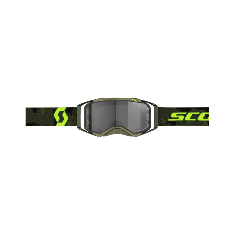 Motokrosa brilles Scott Prospect LS haki-fluo dzelteni-skaidri pelēkas krāsas