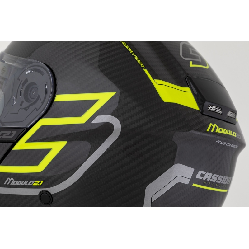 Cassida Modulo 2.1 Plus Carbon fluo dzeltena-sudraba-melna atvāžamā ķivere