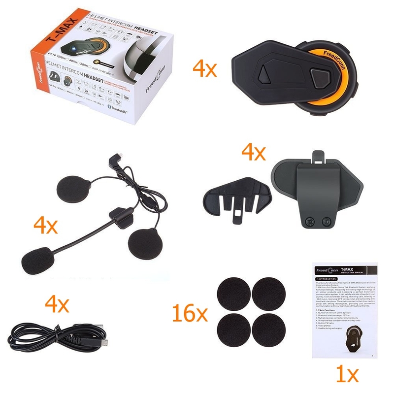 4 Bluetooth interkomu T-MAX komplekti