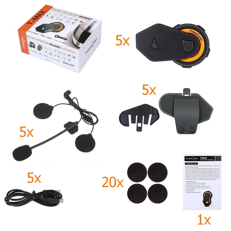 5 Bluetooth interkomu T-MAX komplekts