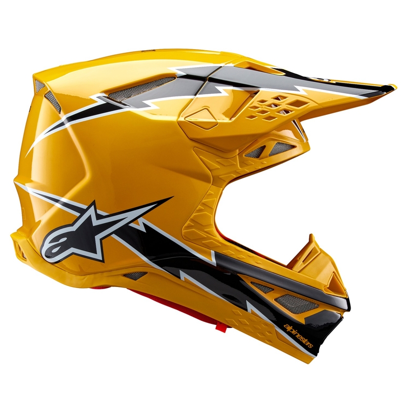 Alpinestars Supertech S-M10 Ampress motokrosa ķivere melnā un dzeltenā krāsā
