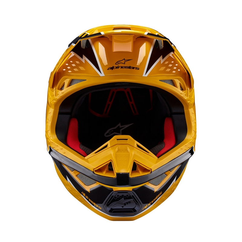 Alpinestars Supertech S-M10 Ampress motokrosa ķivere melnā un dzeltenā krāsā
