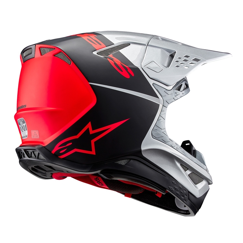 Alpinestars Supertech S-M10 Flood motokrosa ķivere matēta sudraba-melnā-oranža fluo krāsā