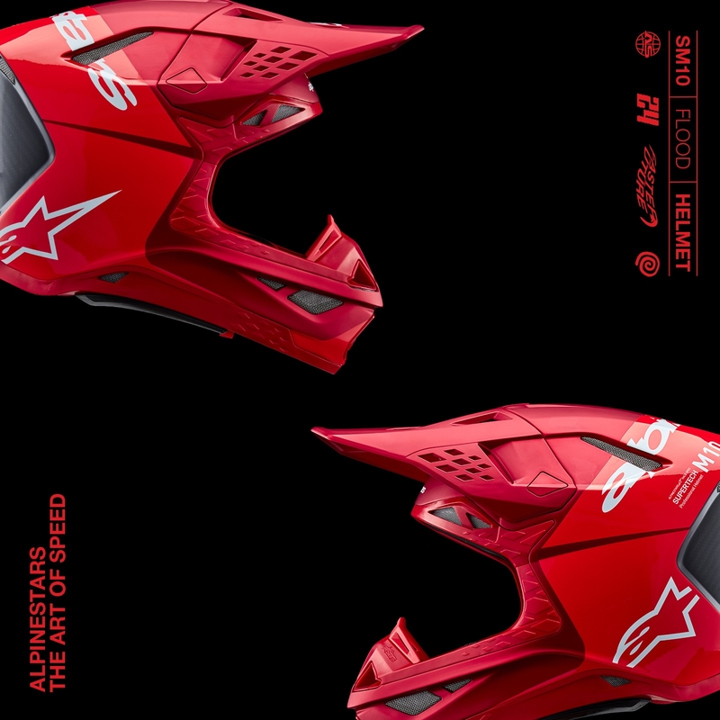 Alpinestars Supertech S-M10 Flood motokrosa ķivere matēta fluo sarkana