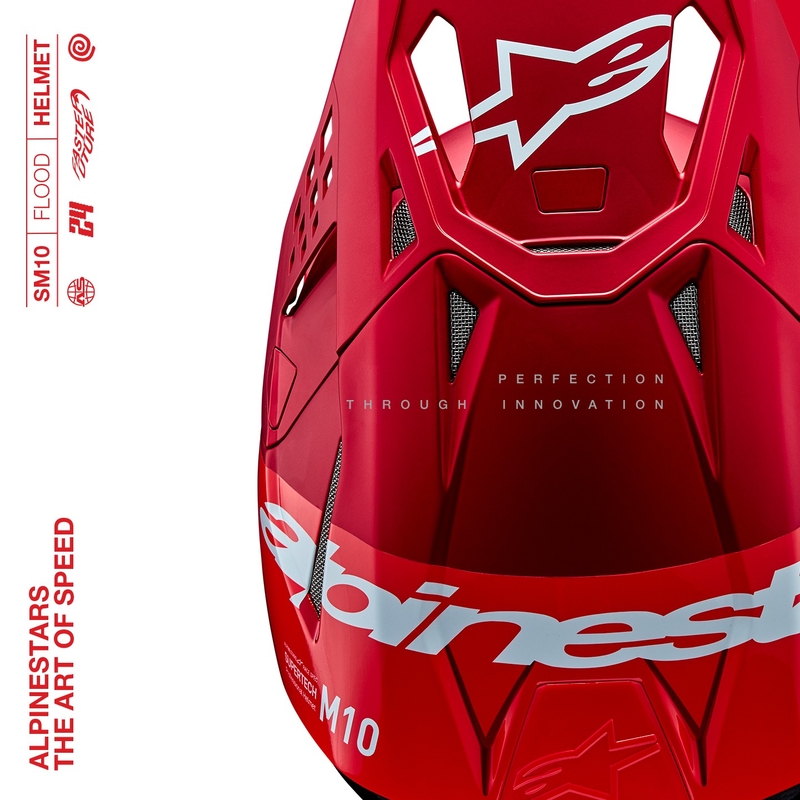 Alpinestars Supertech S-M10 Flood motokrosa ķivere matēta fluo sarkana