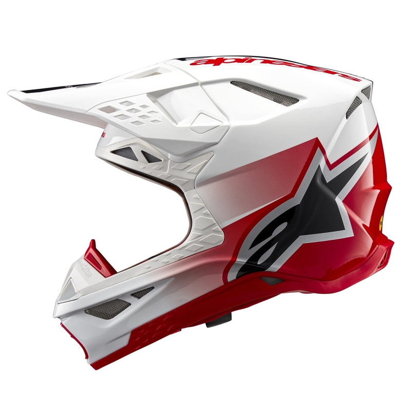 Alpinestars Supertech S-M10 Unite motokrosa ķivere sarkanā un baltā krāsā