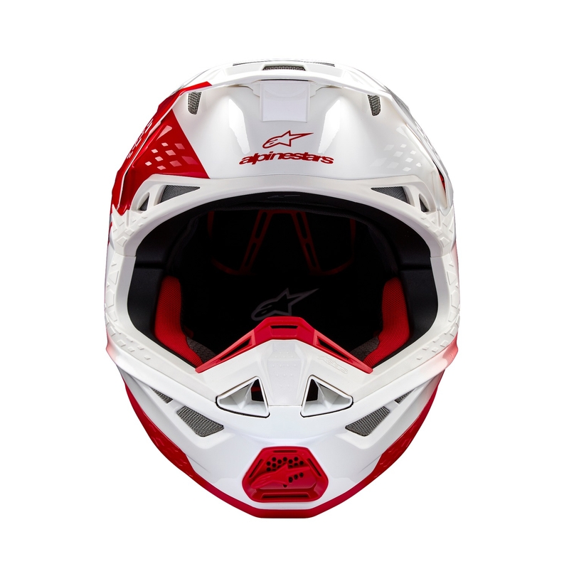 Alpinestars Supertech S-M10 Unite motokrosa ķivere sarkanā un baltā krāsā