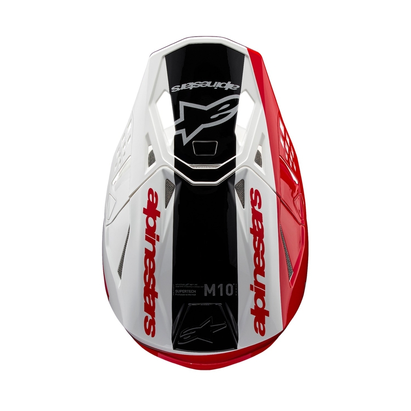 Alpinestars Supertech S-M10 Unite motokrosa ķivere sarkanā un baltā krāsā