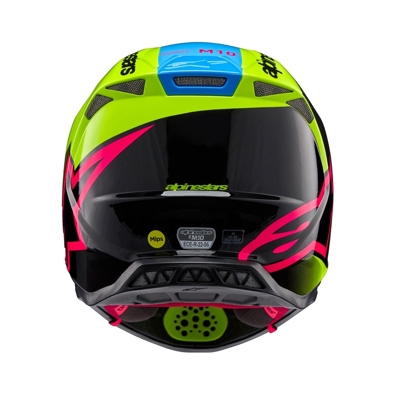 Alpinestars Supertech S-M10 Unite fluo dzeltenā-melnā-rozā motokrosa ķivere