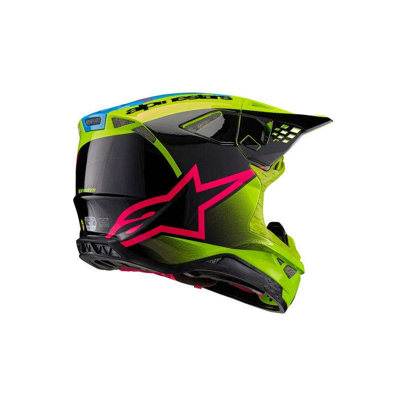 Alpinestars Supertech S-M10 Unite fluo dzeltenā-melnā-rozā motokrosa ķivere