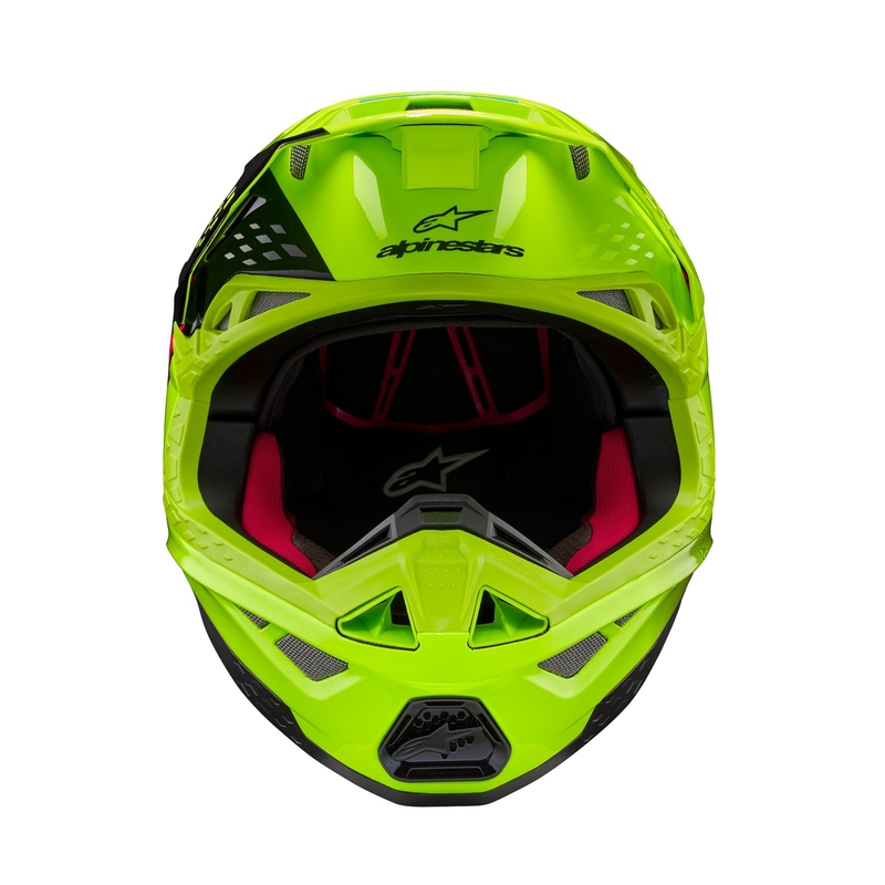 Alpinestars Supertech S-M10 Unite fluo dzeltenā-melnā-rozā motokrosa ķivere