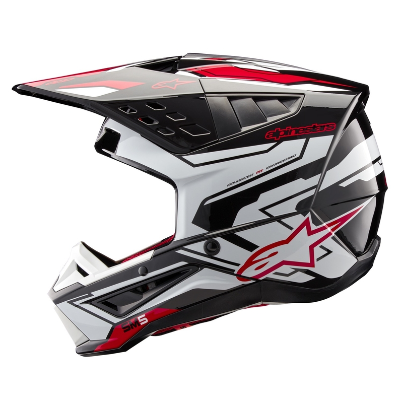Alpinestars S-M5 Action 2 Black-White-Fluo Red motokrosa ķivere