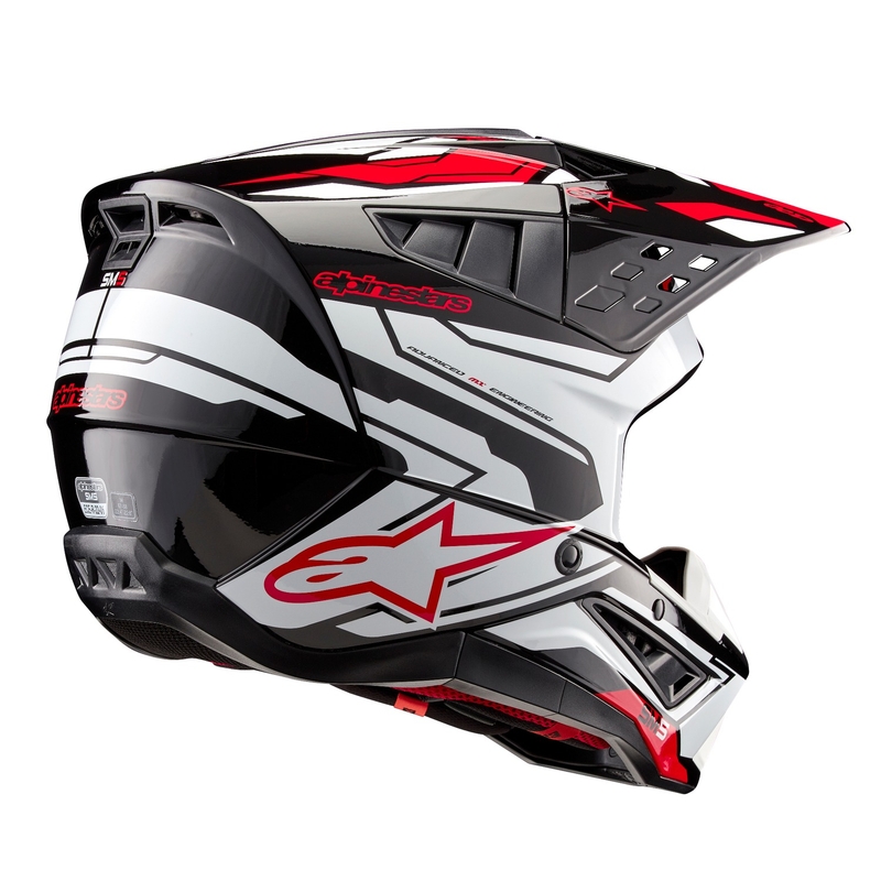 Alpinestars S-M5 Action 2 Black-White-Fluo Red motokrosa ķivere