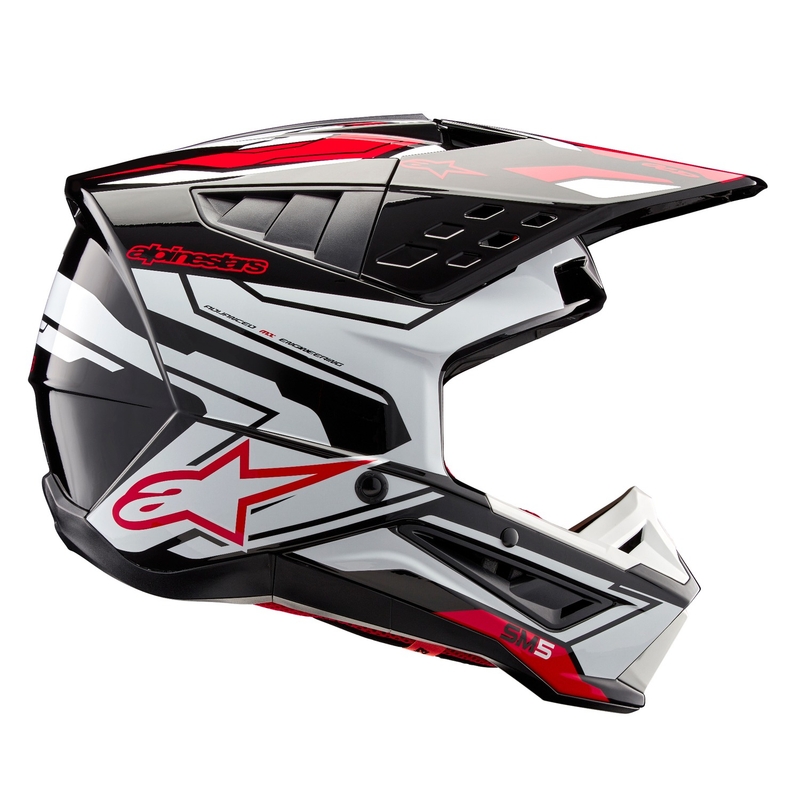 Alpinestars S-M5 Action 2 Black-White-Fluo Red motokrosa ķivere