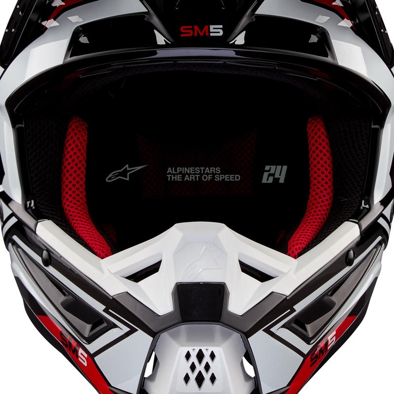 Alpinestars S-M5 Action 2 Black-White-Fluo Red motokrosa ķivere