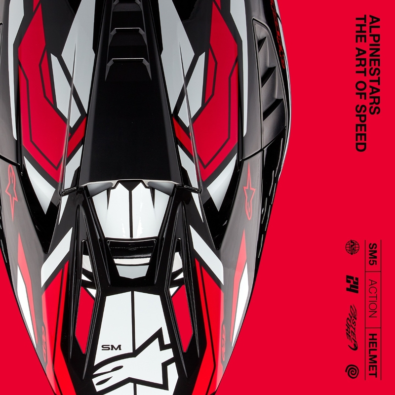 Alpinestars S-M5 Action 2 Black-White-Fluo Red motokrosa ķivere