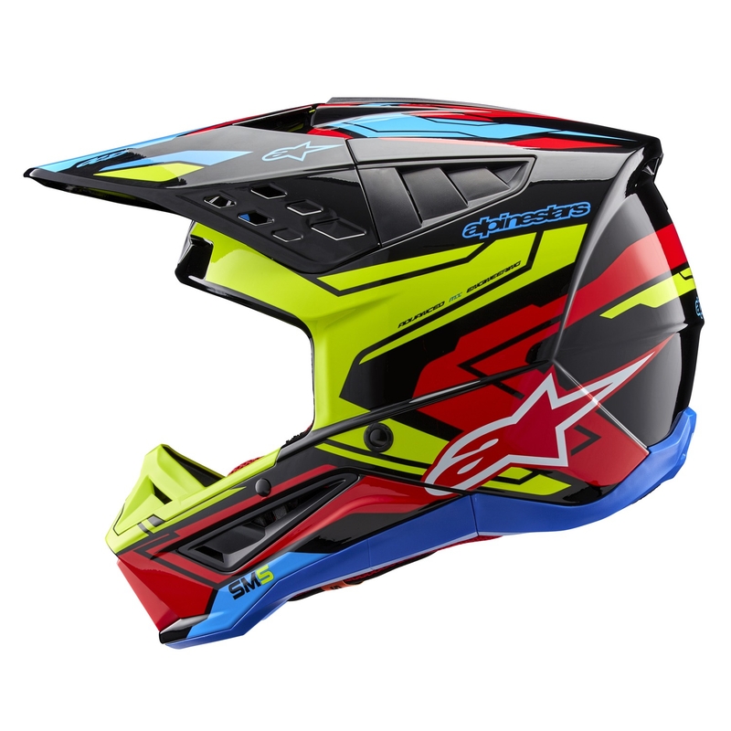 Alpinestars S-M5 Action 2 fluo dzeltena-fluo sarkana motokrosa ķivere