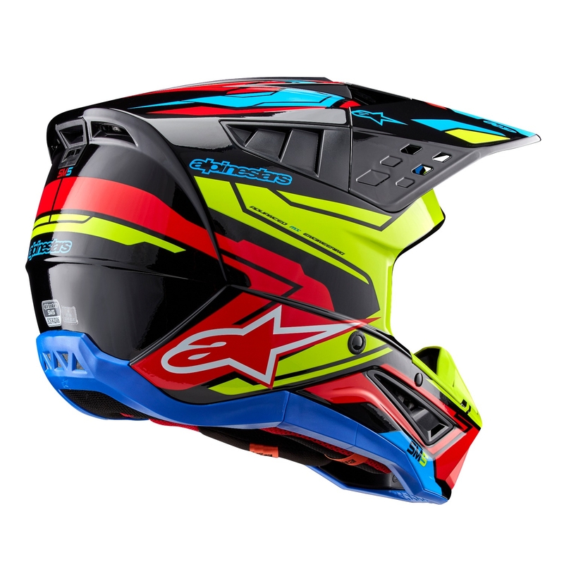 Alpinestars S-M5 Action 2 fluo dzeltena-fluo sarkana motokrosa ķivere