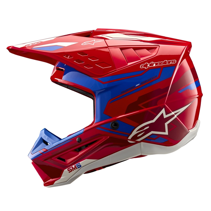 Alpinestars S-M5 Action 2 fluo sarkanzila motokrosa ķivere