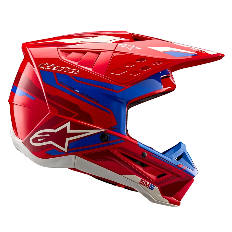 Alpinestars S-M5 Action 2 fluo sarkanzila motokrosa ķivere