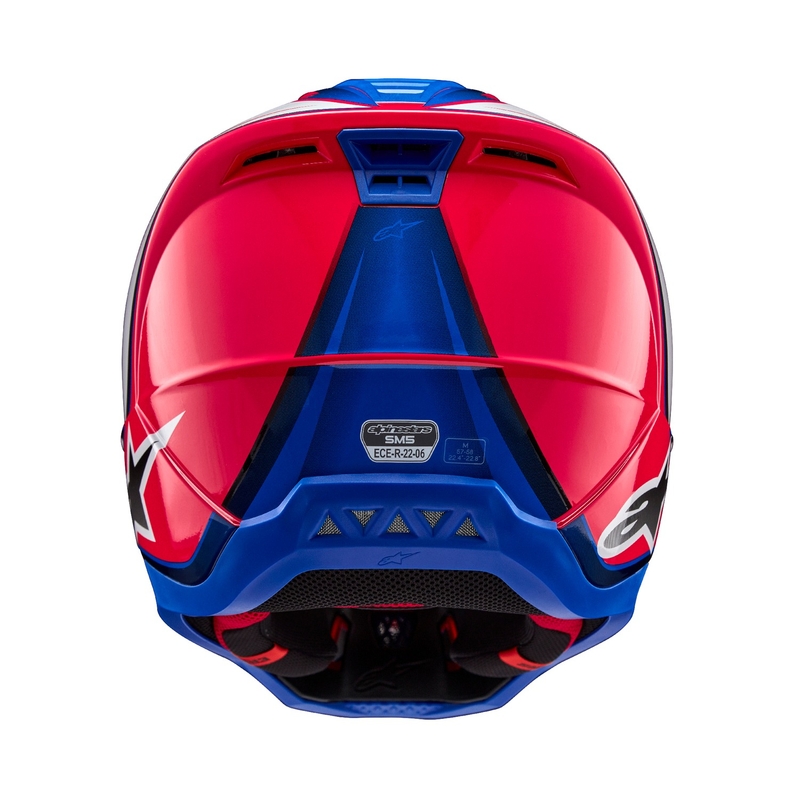 Alpinestars S-M5 Sail motokrosa ķivere balta-rozā-zilā krāsā