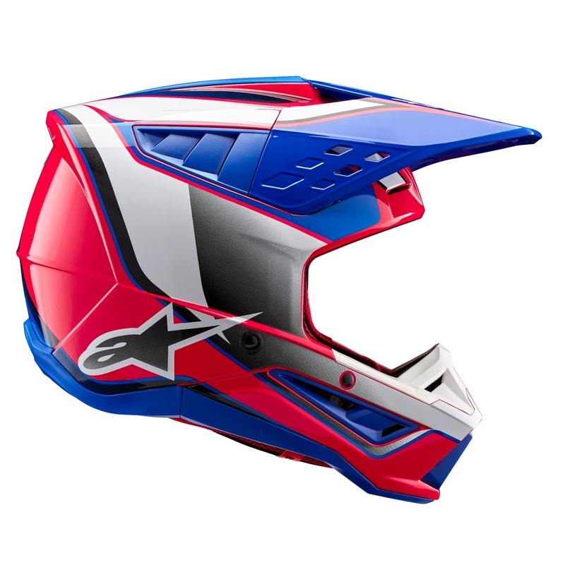 Alpinestars S-M5 Sail motokrosa ķivere balta-rozā-zilā krāsā