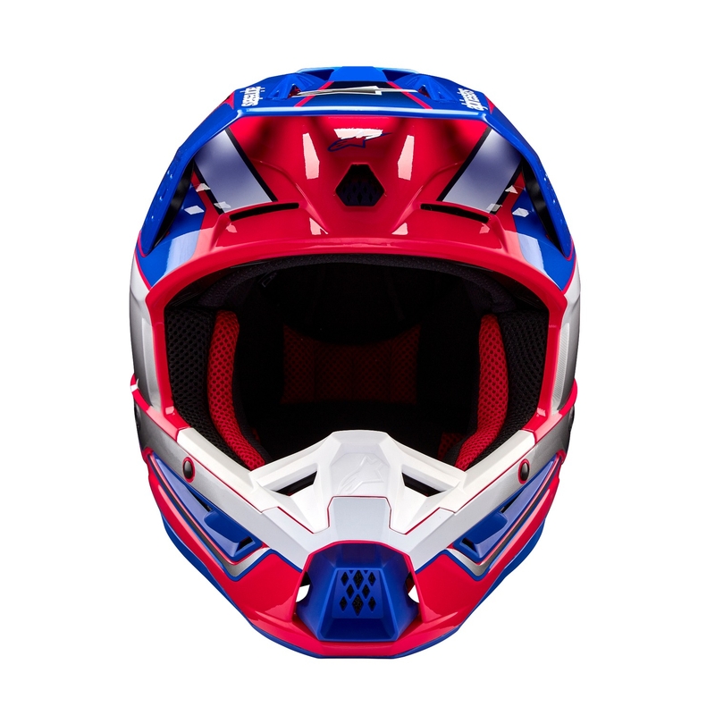 Alpinestars S-M5 Sail motokrosa ķivere balta-rozā-zilā krāsā
