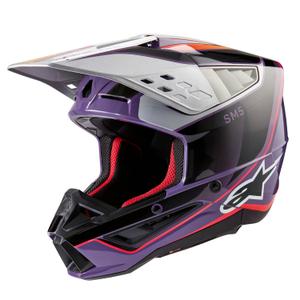Alpinestars S-M5 Sail motokrosa ķivere violeti melna-sudraba krāsā