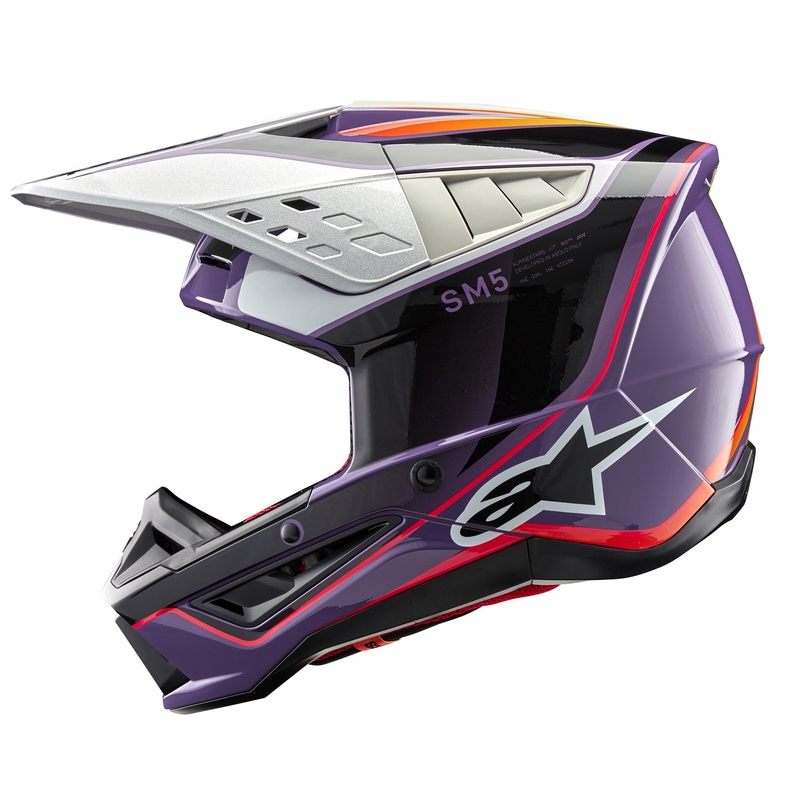 Alpinestars S-M5 Sail motokrosa ķivere violeti melna-sudraba krāsā