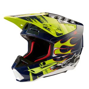 Alpinestars S-M5 Rash motokrosa ķivere zili-fluo dzeltena