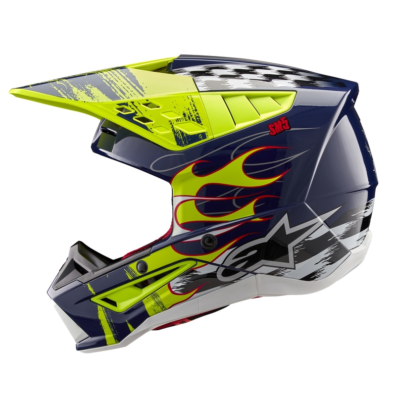 Alpinestars S-M5 Rash motokrosa ķivere zili-fluo dzeltena