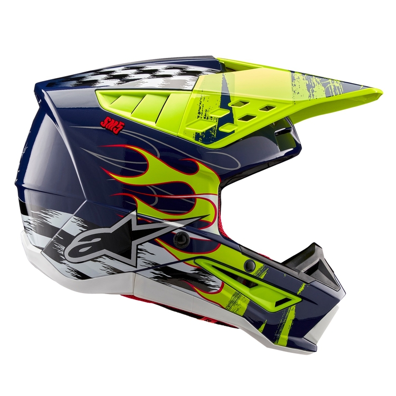 Alpinestars S-M5 Rash motokrosa ķivere zili-fluo dzeltena