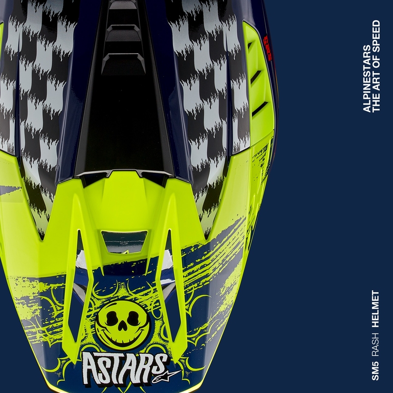 Alpinestars S-M5 Rash motokrosa ķivere zili-fluo dzeltena