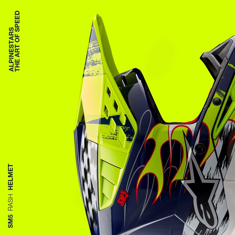 Alpinestars S-M5 Rash motokrosa ķivere zili-fluo dzeltena