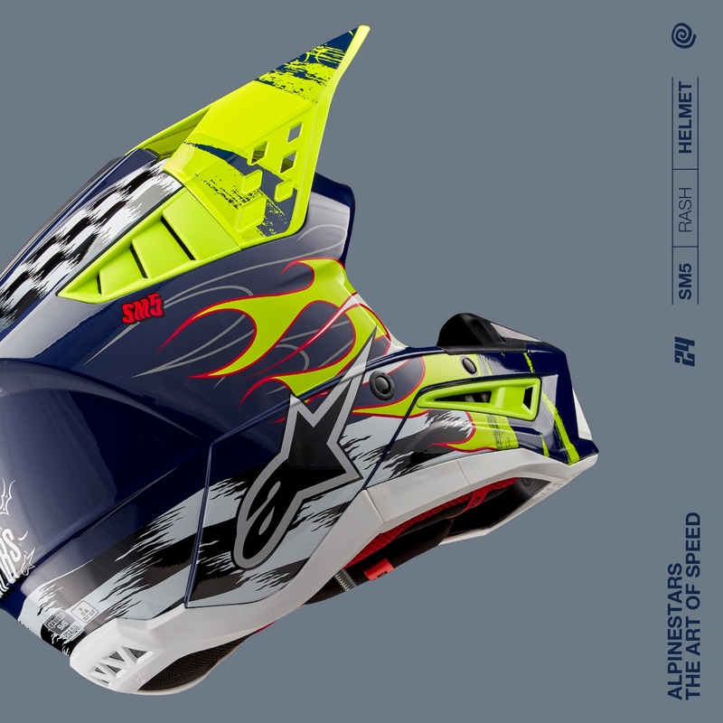 Alpinestars S-M5 Rash motokrosa ķivere zili-fluo dzeltena