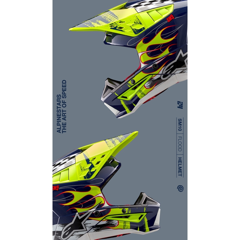 Alpinestars S-M5 Rash motokrosa ķivere zili-fluo dzeltena