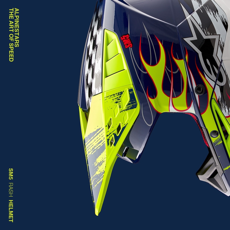 Alpinestars S-M5 Rash motokrosa ķivere zili-fluo dzeltena