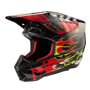 Alpinestars S-M5 Rash pelēka-fluo sarkana motokrosa ķivere