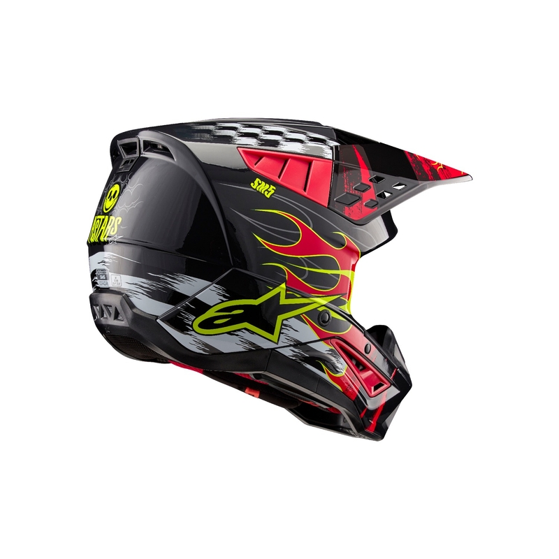 Alpinestars S-M5 Rash pelēka-fluo sarkana motokrosa ķivere