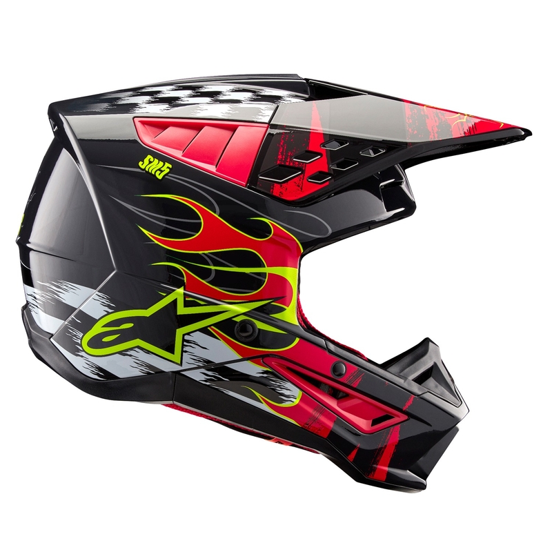 Alpinestars S-M5 Rash pelēka-fluo sarkana motokrosa ķivere