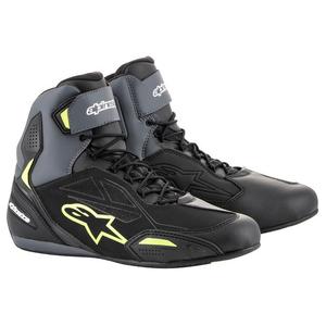 Alpinestars Faster-3 Drystar melni-pelēki-fluo dzelteni motocikla zābaki