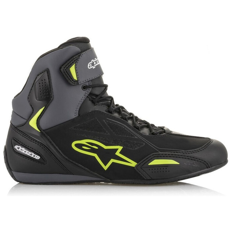 Alpinestars Faster-3 Drystar melni-pelēki-fluo dzelteni motocikla zābaki