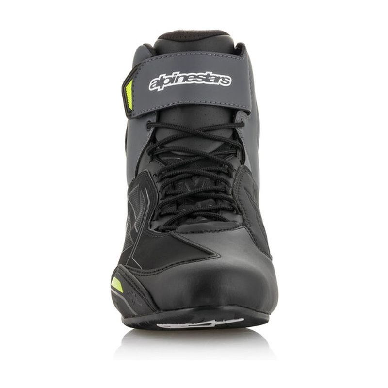 Alpinestars Faster-3 Drystar melni-pelēki-fluo dzelteni motocikla zābaki