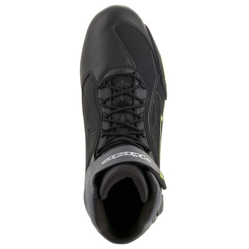 Alpinestars Faster-3 Drystar melni-pelēki-fluo dzelteni motocikla zābaki