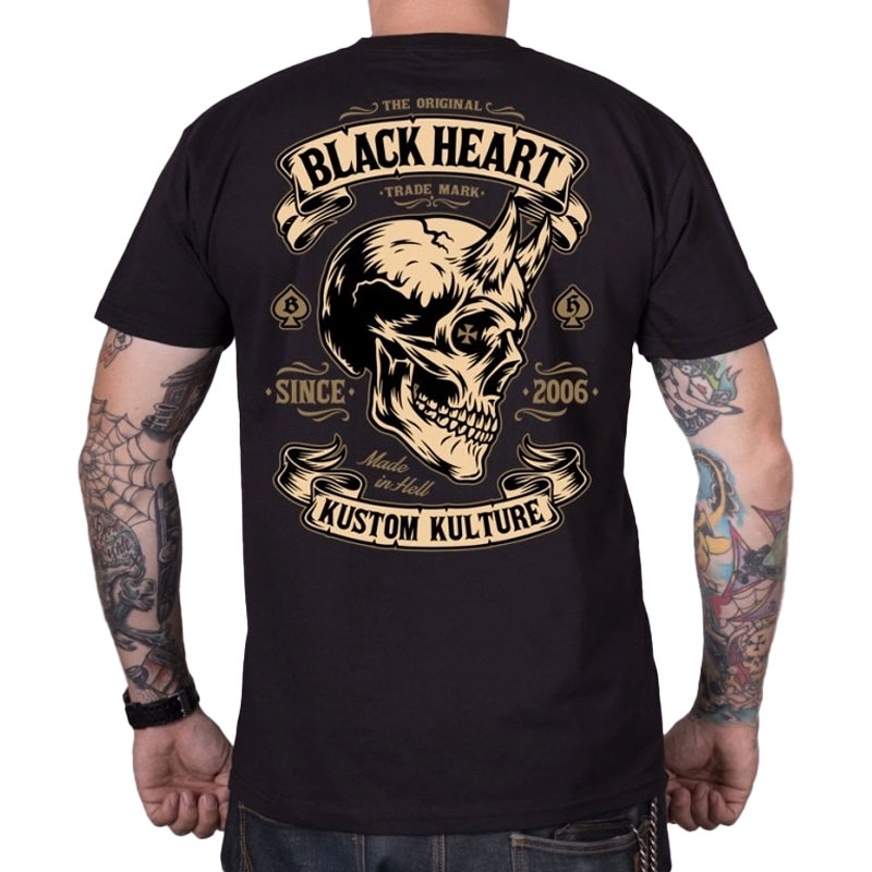 T-krekls Black Heart Devil Skull melns