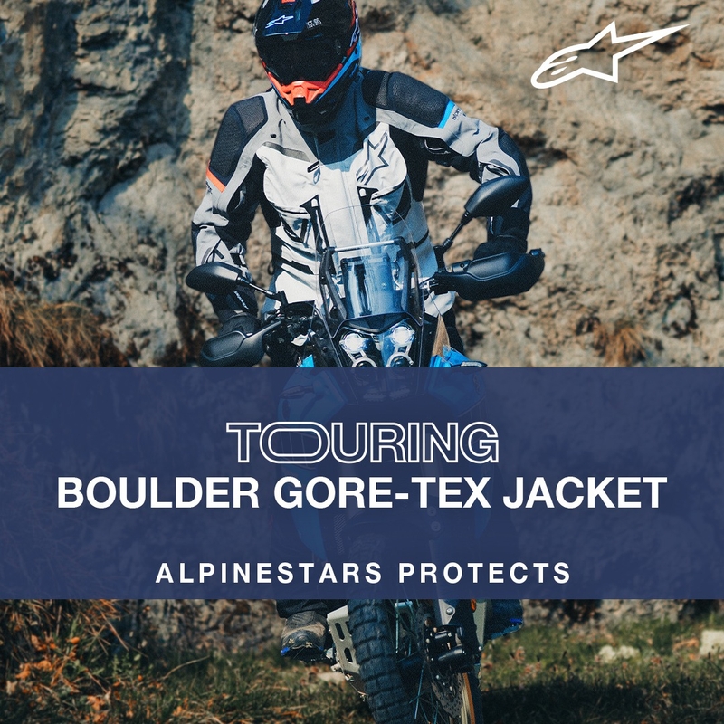 Alpinestars Boulder Gore-Tex tumši zili melna motocikla jaka