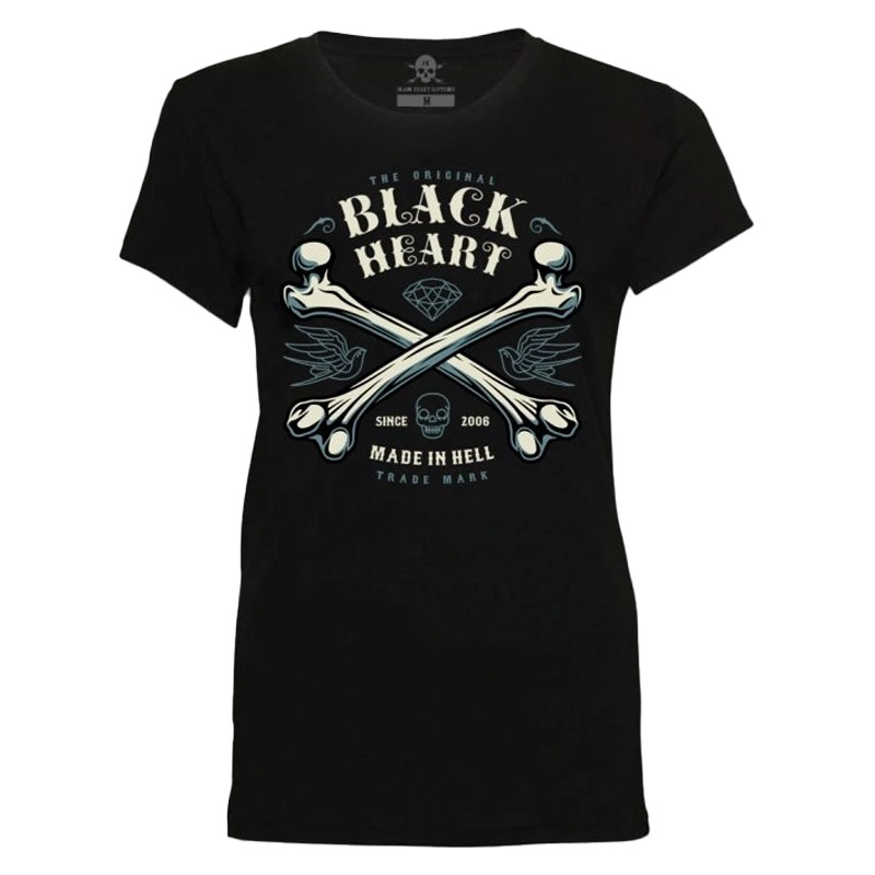 Sieviešu T-krekls Black Heart Bones melns