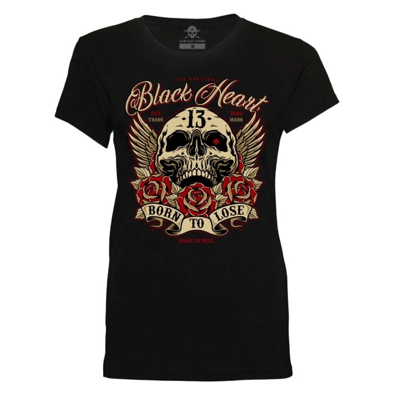 Sieviešu T-krekls Black Heart Born To Lose melns