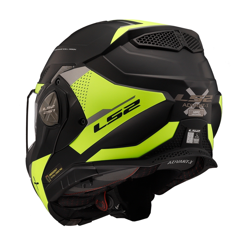 LS2 FF901 Advant X Oblivion melnā-fluo dzeltenā flip-up moto ķivere
