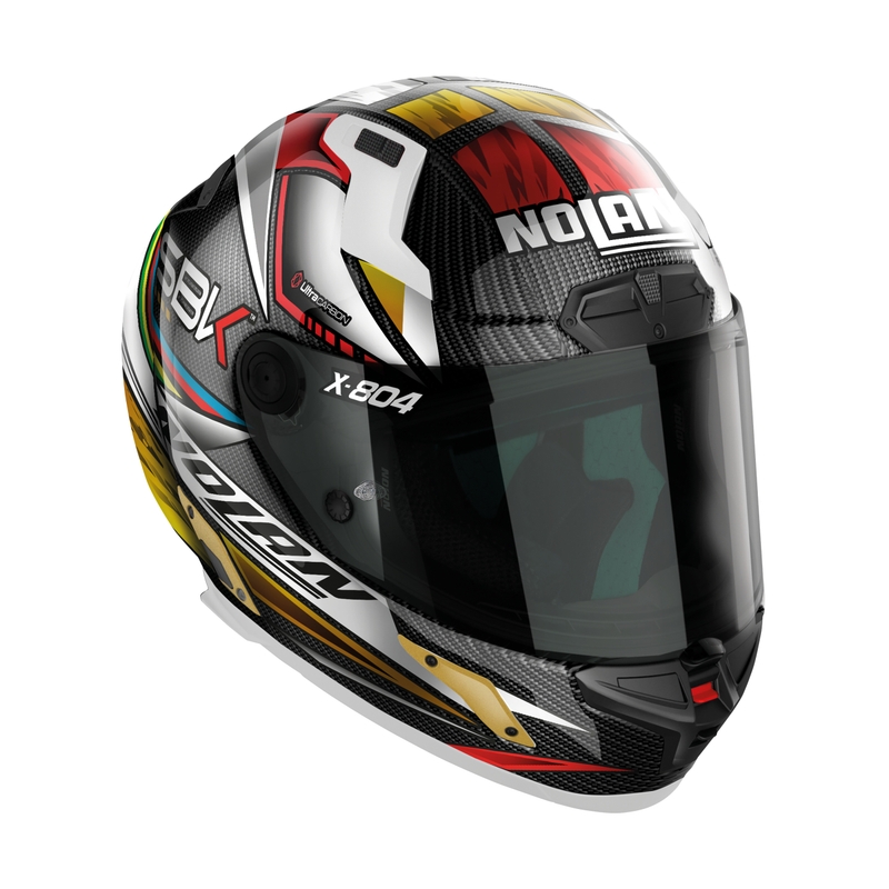 Nolan X-804 RS Ultra Carbon SBK integrālā motociklu ķivere melna-arkana-zelta